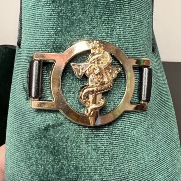 Harpelunde Medical Symbol Buckle Dress Shoes Green Velvet Loafers Men’s Size 10 - Picture 4 of 11